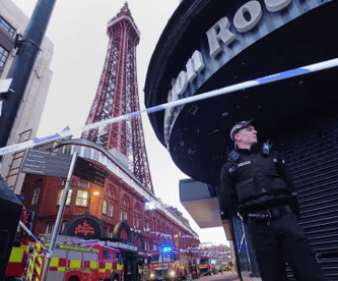 Fire at Blackpool Tower turns out to be flapping orange netting